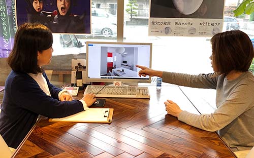 3Dでお施主様と打ち合わせ