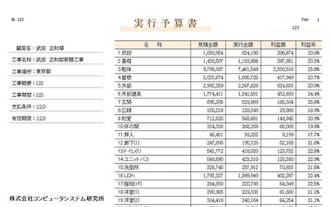 実行予算書（表紙）