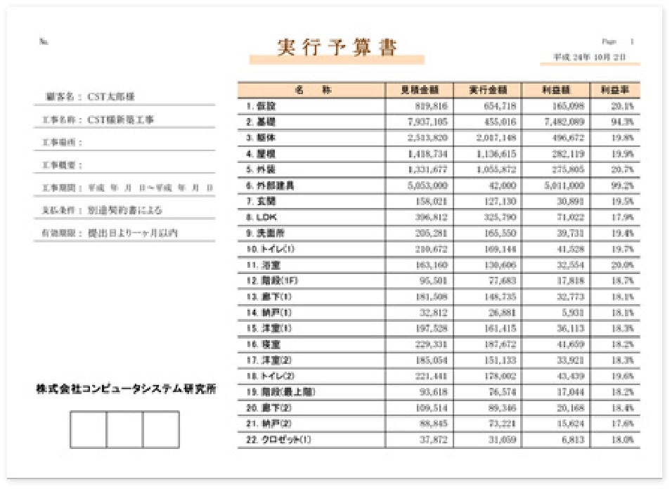 実行予算書