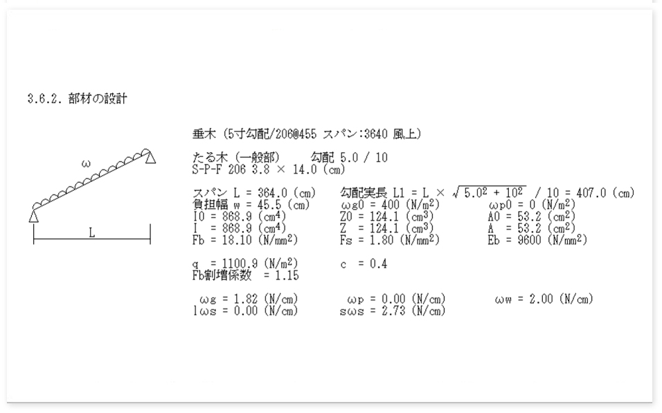 勾配部材・水平部材の検定計算 - 枠組壁工法版