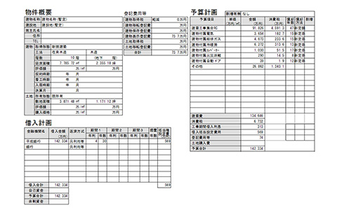 物件概要/予算計画/借入計画