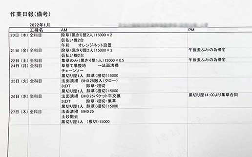 作業日報（備考）