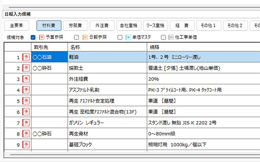 入力候補の自動表示で日報入力を省力化（サジェスト候補）